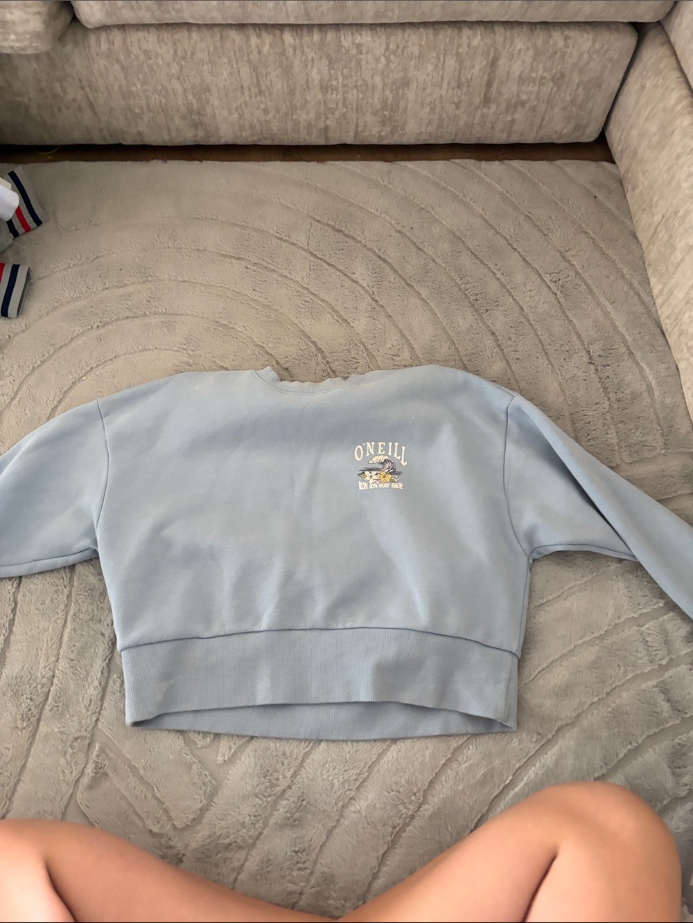 O'Neill Pastel Blue Cropped Crewneck Sweatshirt